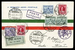 VATICAN CITY Flight Covers 1929 (2 Aug) first flight cover "Poste ...