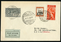 VATICAN CITY Flight Covers 1935 (29 July) first flight cover, mixed ...