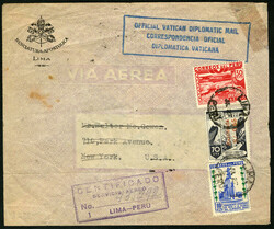 VATICAN CITY Flight Covers 1950 official diplomatic mail "Nunciatura ...