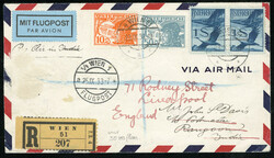 AUSTRIA Flight Covers 1933 (23 Sep) first flight cover, registered to ...