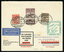 DANZIG Zeppelin Flights 1930 NORDLAND flight to Norway, with green ...