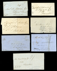 BRITISH COMMONWEALTH ANTIGUA 1811-58 seven FLs, first one incoming ...