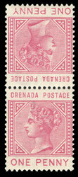 BRITISH COMMONWEALTH GRENADA 1883 1d carmine, vertical tete-beche ...