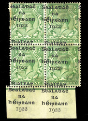 BRITISH COMMONWEALTH IRELAND (SG 1var) 1922 1/2p green, variety ...