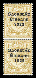 BRITISH COMMONWEALTH IRELAND (SG 63b) 1922 1sh bistre brown, vertical ...