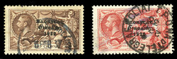 BRITISH COMMONWEALTH IRELAND (SG 99a,100a) 1935 2sh6p chocolate, 5sh ...