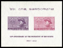 KOREA (245-246var) 1957 Boy Scouts souvenir sheet, n.h., v.f. (Mi. ...