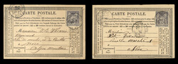 MONACO 1878 two postal cards franked with 15c Type Sage, canceled ...
