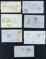 PERU 1848-68 selection of 14 stampless letters from Lima, Callao, ...