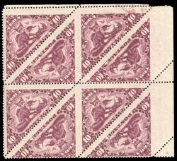 TANNU TUVA (64var) 1935 10k red violet (Fox), block of eight, ...