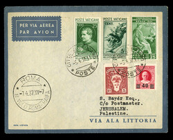 VATICAN CITY Flight Covers 1937 (7 Ap) first flight from Vatican City ...