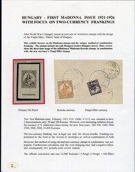 LARGE LOTS AND COLLECTIONS HUNGARY (378-87) 1921-26 First Madonna ...