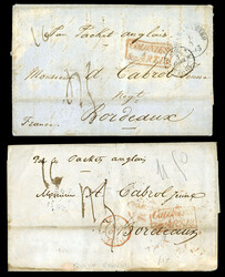 BRITISH COMMONWEALTH BRITISH GUIANA 1852-53 two outer FLs from ...