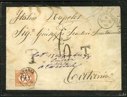 BRITISH COMMONWEALTH GIBRALTAR 1876 mourning envelope to Catania, ...