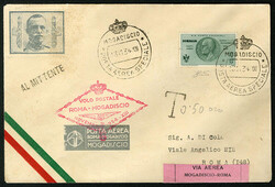 ITALIAN COLONIES Somalia Flight Covers 1934 Roma-Mogadiscio flight ...
