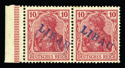 LATVIA Libau (1N9,var) 1919 Violet Blue overprint, 10pf carmine, ...