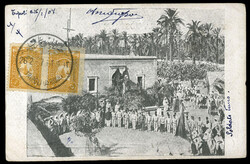 LIBYA 1907 (26 Feb) picture postcard (Soldiers in Tunis) franked with ...