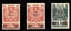 POLAND (346var,364var) 1945 1zl on 50gr, 1.50zl on 50gr Form I and ...