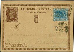 1867, Vittorio Emanuele 20 centesimi blue, used with diamond of dots ...