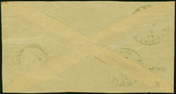 1894, "HODEIDA" clear blue all arabic on cover back only. Coat of ...