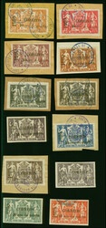 1909, surcharges on fiscal stamps, group of twelve, comprising 1a, 2a ...