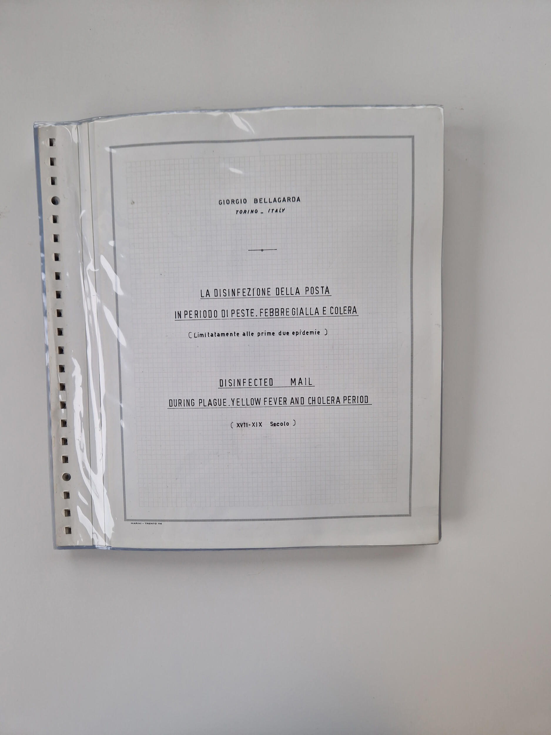 ALLE WELT: 1630/17, Ausstellungssammlung "Desinfizierte Post während ...