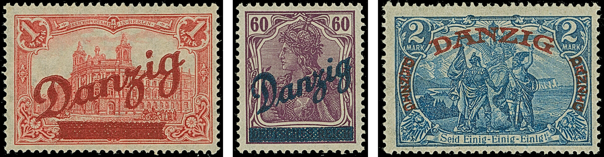 1920, Großer Innendienst 60 Pfg.-2 M. kpl., ungebraucht, 2 M. oben ...