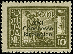1930, Congresso Idrologico 5 c. – 10 l., 5 c. and 50 c. hinge marks ...