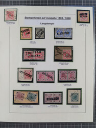 1883/90 (ca.), große aufgezogene Sammlung “Stempeltypen auf den ...