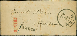 1852 (ca.), Streifband aus "WIEN 14-3" nach Amsterdam mit ...