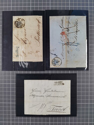 1850/54, 1. Ausgabe, 5 Briefe und 2 Briefstücke, dabei Fahnenstempel ...
