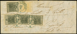 1850, 1 Kr. ockergelb, Type Ib mit Abart “Doppelseitiger Druck”, ...