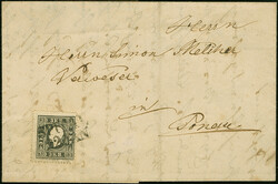 3 Kr. schwarz, Type Ib, sauber entwertet durch Stempel “SPITTAL 22 ...