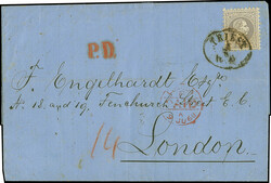 1868, 25 Kr. lila, farbfrisch und gut gezähnt, klar und übergehend ...