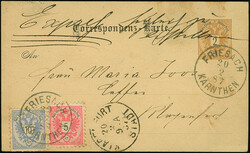 1883, Doppeladler 5 Kr. lebhaftlilarot/schwarz und 10 Kr. ...
