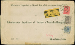 1899, Kaiser Franz Josef 2 Kr. dunkelviolettgrau, 1 Kr. rötlichlila ...