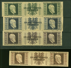 1946, Renner 1-5 S. geschnitten in waagerechten Dreierstreifen mit ...