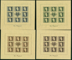 1946, Renner 1-5 S. geschnitten auf gelbem Japanpapier, kpl. ...