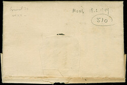 1749, "AM.DE.FLANDRE" clear straight-line on entire letter from Mons ...