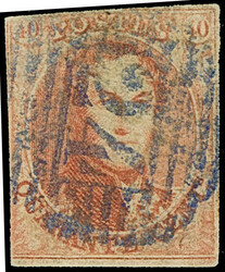 1849/50, Leopold 40 c. rose, neatly cancelled by numeral "24" in blue ...
