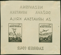 1942, Model airplane exhibition souvenir sheet, mirror image proof ...