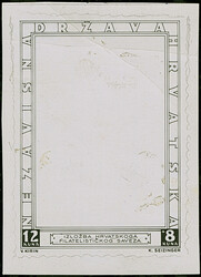 1943, 3rd Stamp Exhibition, photographic proof of the frame in black ...