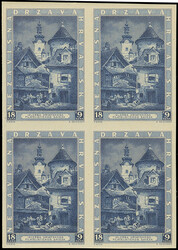 1943, 3rd. Stamp Exhibition 18+9 k. blue, imperforate colour proof, ...