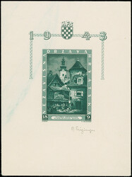 1943, 3rd. Stamp exhibition 18+9 k. souvenir sheet, imperforate ...