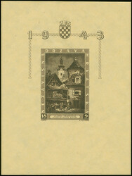 1943, 3rd. Stamp exhibition 18+9 k. souvenir sheet, imperforate proof ...