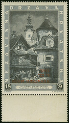 1943, 3rd Stamp Exhibition18+9 k. with inverted red overprint from ...