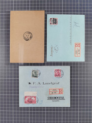 1893/1907, Partie mit vie R-Briefen aus Hankau, Peking mit violettem ...