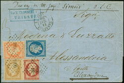 ITALY CAMPAIGN: 1859, folded lettersheet to Alexandria, Egypt, ...