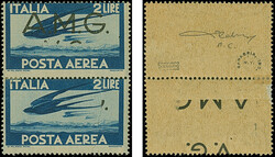 1946, 2 l. in vertical pair, the lower adhesive with variety ...