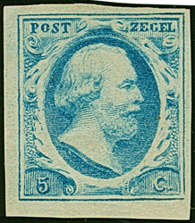1852, King Wilhelm III. 5 c. pale blue, fresh colour and good to wide ...